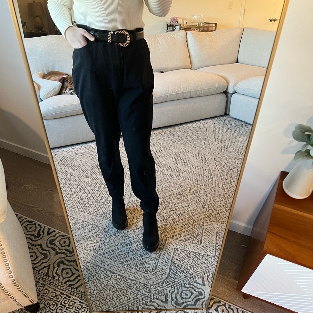 Misguided black high waisted baggy jeans